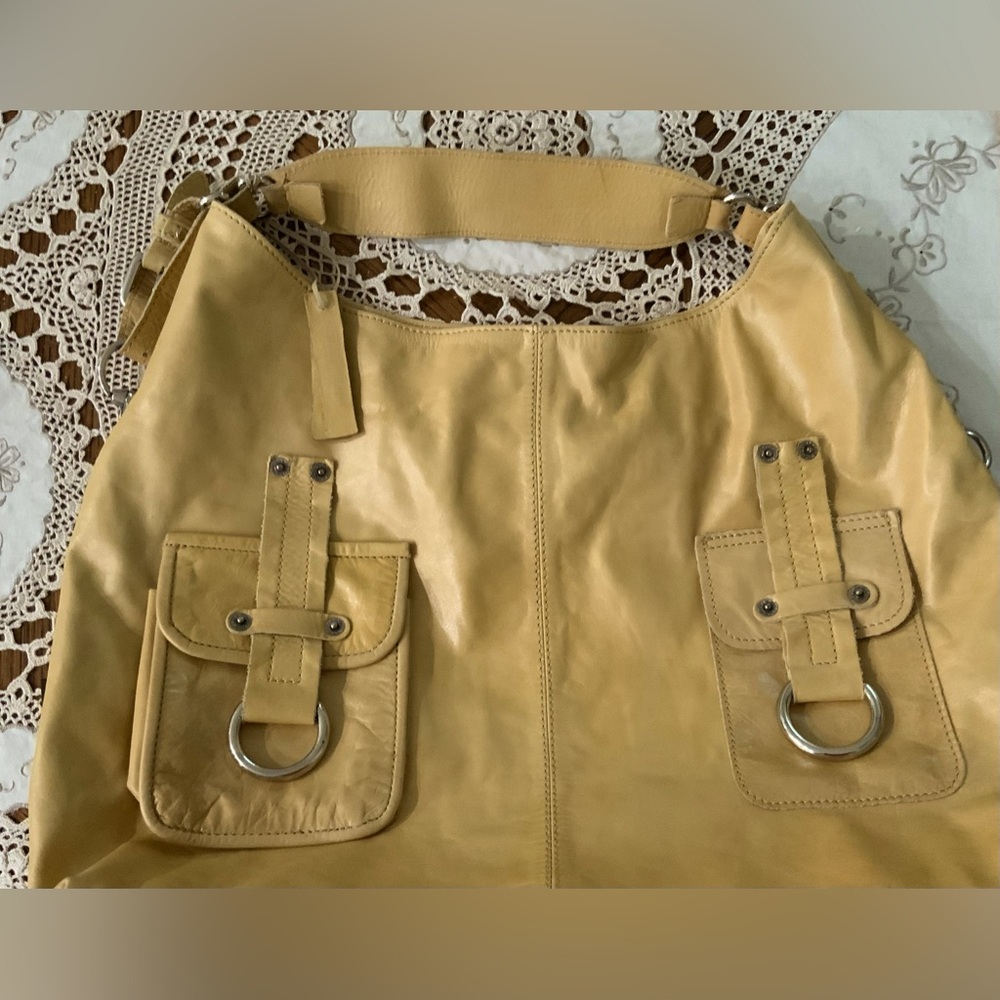 Yellow Leather Shoulder Bag by TANO